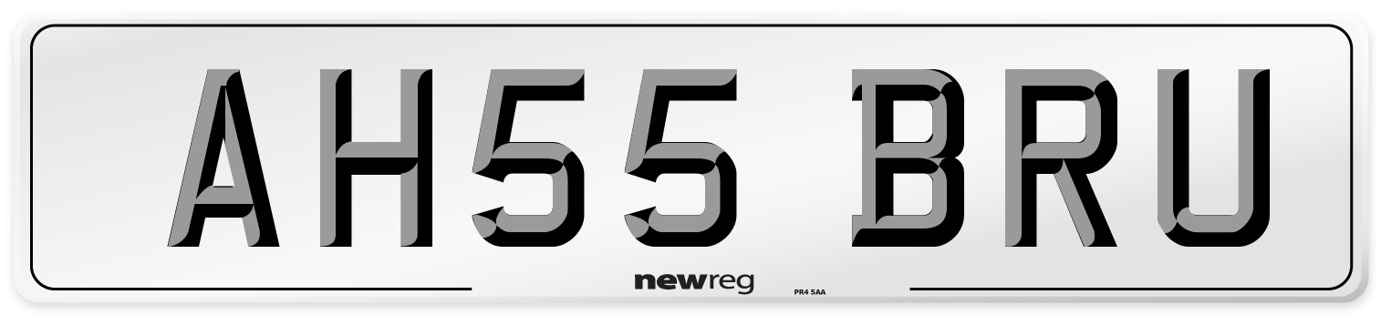 AH55 BRU Number Plate from New Reg